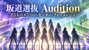 坂道選抜「Audition」のメンバーは誰？15人のフォーメーションとセンターを整理