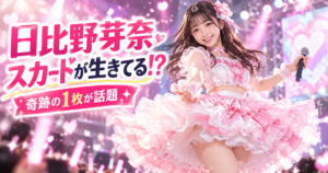 日比野芽奈のスカートが生きてる！ライブ中の奇跡の一枚が話題、ほかの神ショットも紹介
